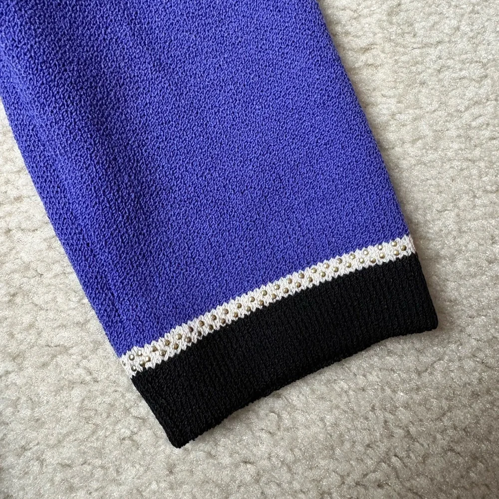 St John Santana knit cardigan jacket, purple/ blue, old money, preppy, sz 12 - Picture 6 of 9